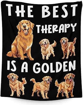 Golden Retriever Blanket - 50x60 Inches Size for Teen - Soft Fluffy Throw for Living Room Decorative - Black Funny Fuzzy Gifts