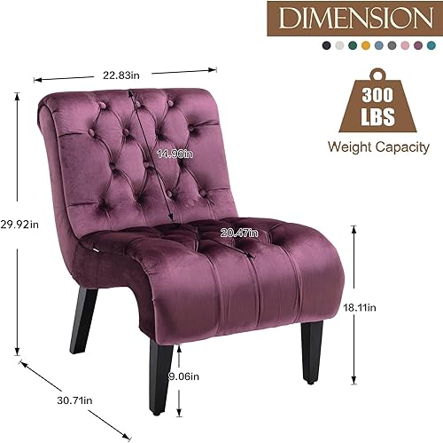 Miniatura 2 de KINFFICT Sillón decorativo de terciopelo para sala de estar, silla de ocio moderna con respaldo copetudo, silla auxiliar sin brazos para interiores,
