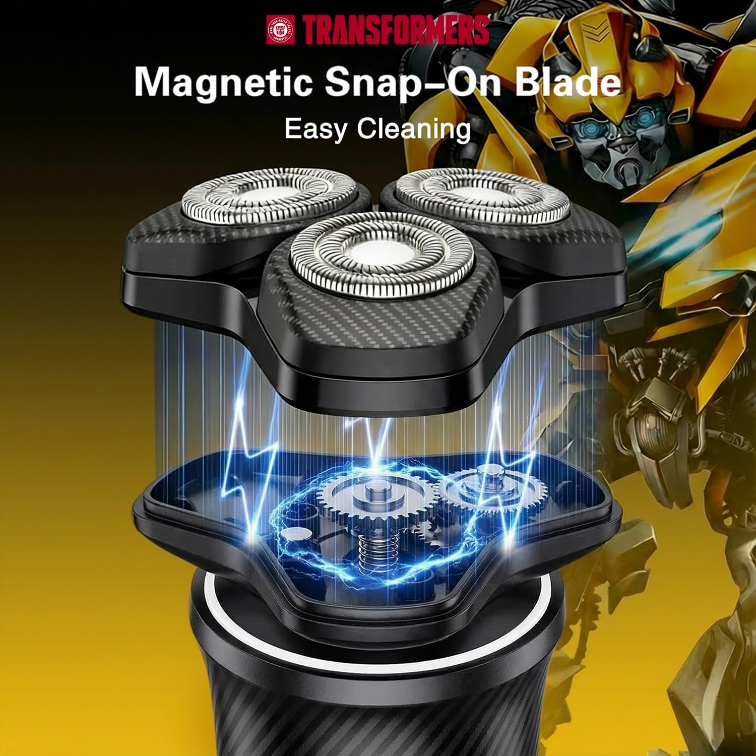 TRANSFORMERS Electric Razor for Men – 2-Speed Adjustment Shavers for Men, USB-C Fast Charging,IPX7 Waterproof, LED Display, Smart Anti-Snag Razors, Sensitive Skin Beard Trimmer,Gifts for Men (Yellow)