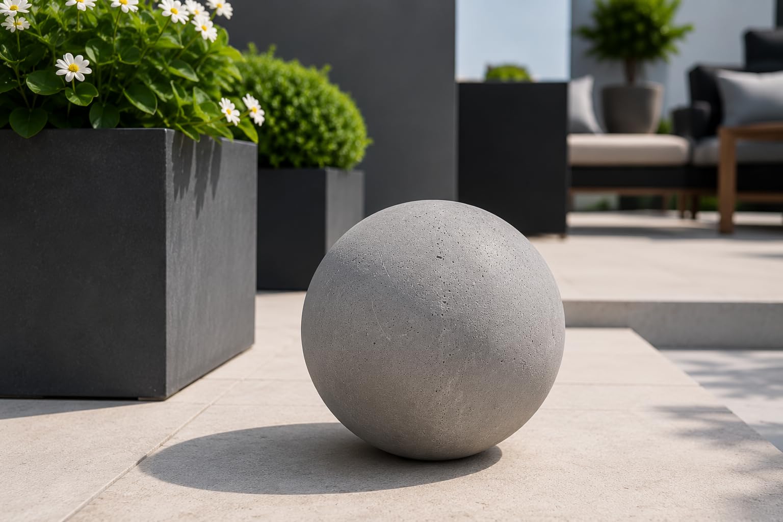 Beton Dekokugel Ø 29 cm Gartenkugel Wetterfest Gartendeko für Terrasse Beet Eingangsbereich Zementkugel Betonkugel