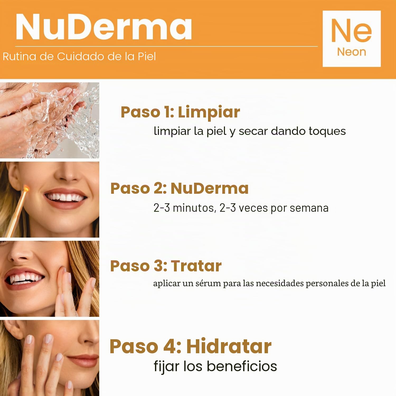 NuDerma - Máquina portátil de alta frecuencia para la piel con neón, antienvejecimiento, estiramiento de la piel, reducción de arrugas/ojeras, control de manchas, estimulador del cuero cabelludo