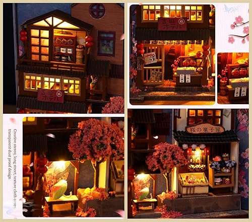 Miniatura 3 de Flever Kit en miniatura de rincón de libros para casa de muñecas, decoración de estante de libros de estilo chino, rompecabezas de madera 3D, kit en