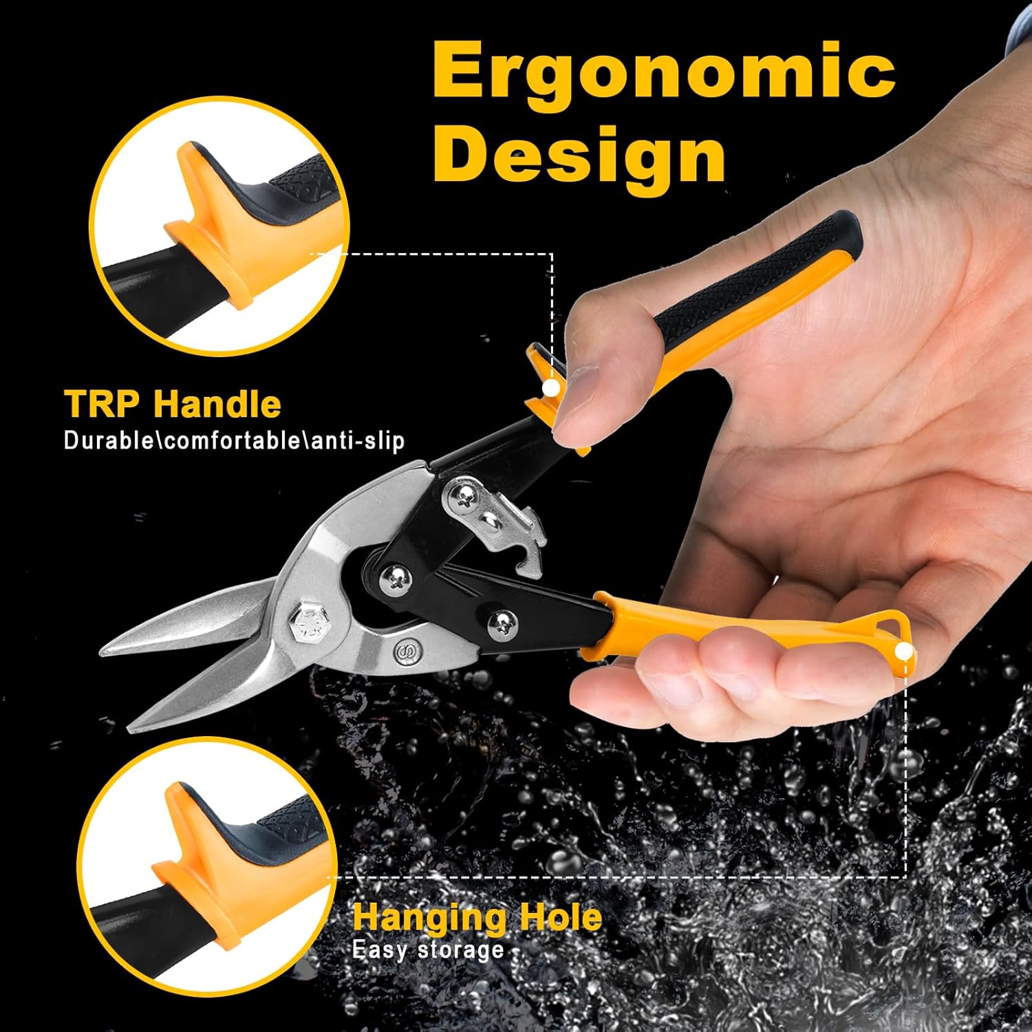 10 Inch Aviation Tin Snips, Heavy Duty Metal Cutter Shears for Cutting Sheet Metal, Straight Cut, Chrome Vanadium Steel