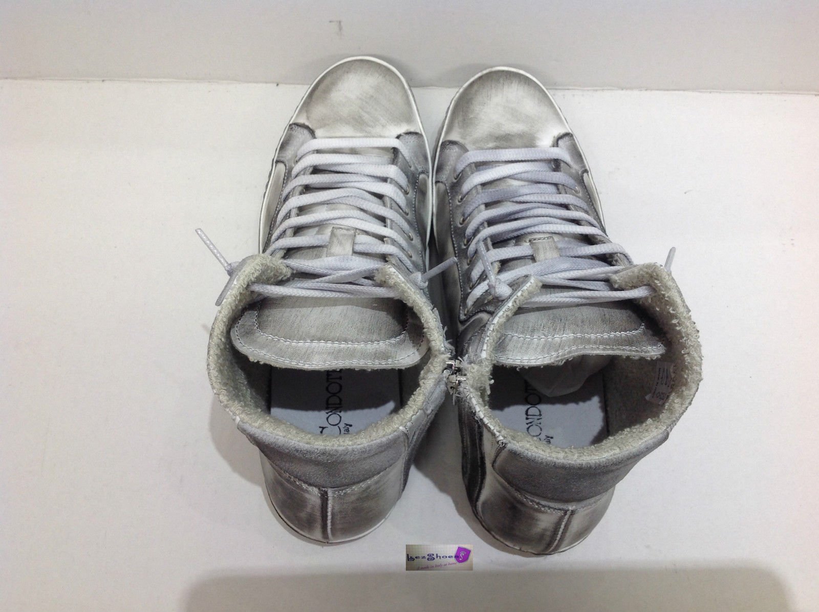 Scarpe Sneakers Alte Uomo Donna Pelle Bianca Via C Stella Rossa sfumato Vintage