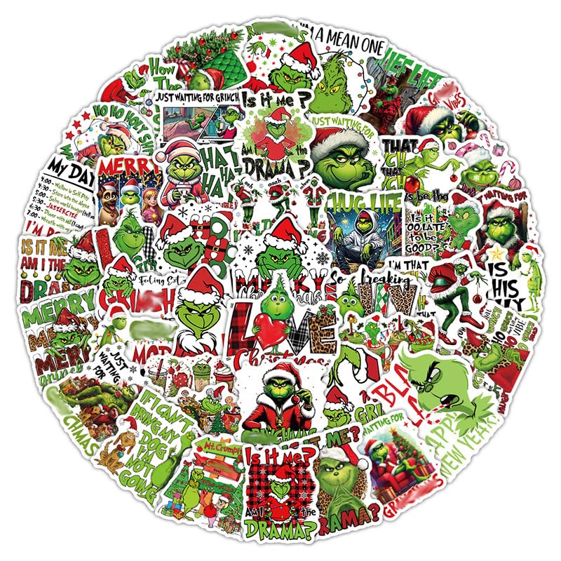 50PCS Christmas Custom Stickers Decals Cute Christmas Tree Snowflake Self Adhesive Decals Design Fun Waterproof Vinyl Stickers for Water Bottles Labels DIY Xmas Fun Bottles Decoration