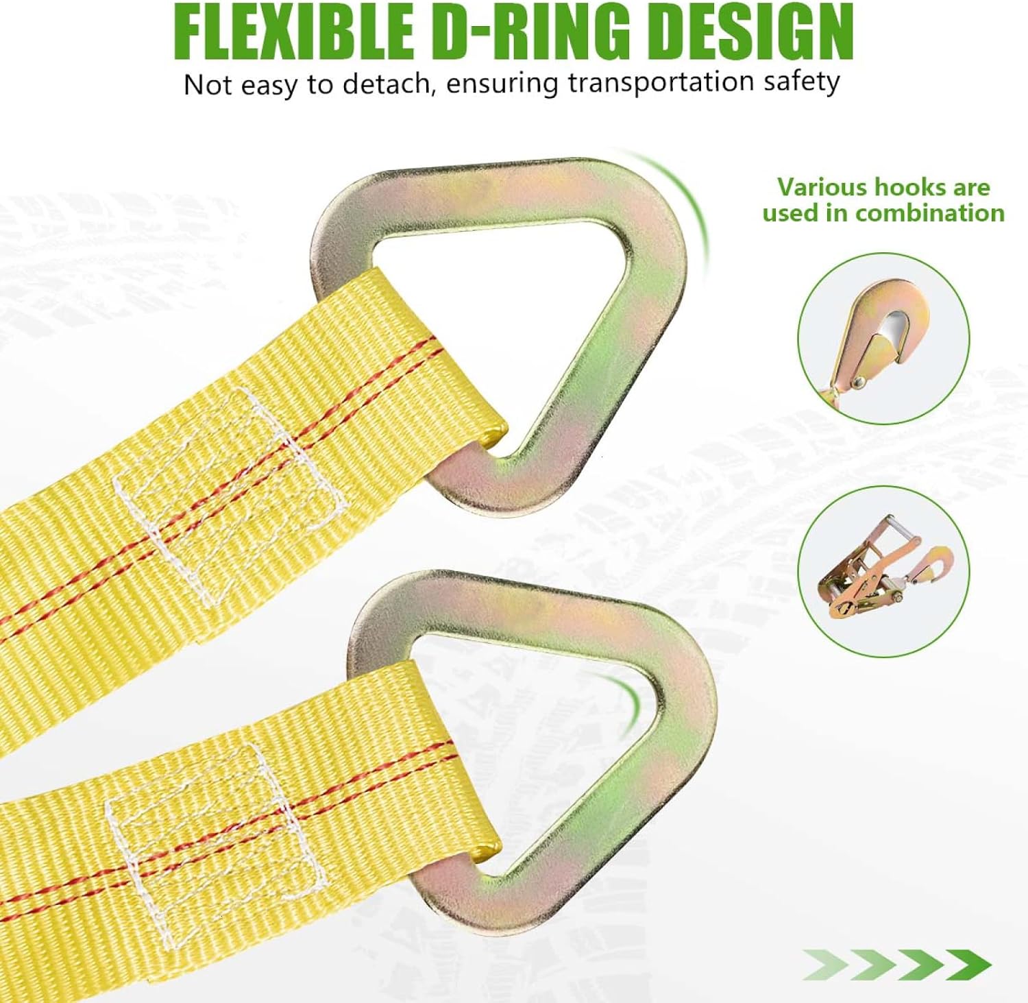 2 Pack 36" x 2" Axle Tie Down Straps with Protective Sleeves and D Rings, Heavy Duty Car Axle Straps 6000 Lb. Capacity 9000 Breaking Strength for Securing Car Transport Hauler Tow Truck