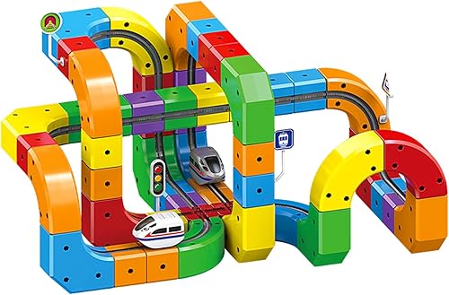 KlickRail - Juego de tren eléctrico, pista de carreras flexible, pista de tren de juguete de construcción, diseños integrados en 3D que desafían la