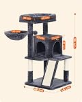 Feandrea Cat Tree, Small Cat Tower with Widened Perch for Large Cats Indoor, Kittens, 96 cm Multi-Level Cat Condo, Scratching Posts and Ramp, 2-Door Cat Cave, Cat Basket, Smoky Gray UPCT51G