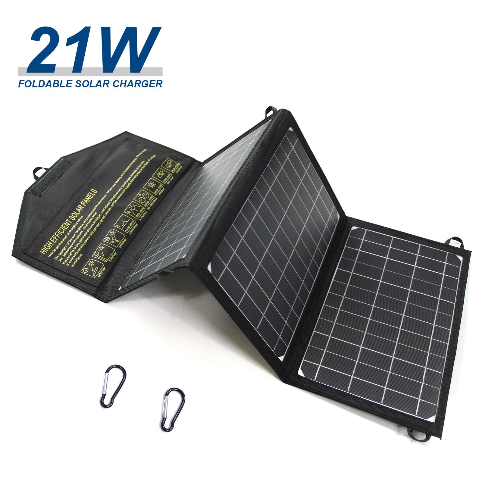 camping solar charger telefono 21W campismo panel solar portatil usb de 2 puertos USB Panel solar portátil impermeable para teléfonos móviles, tabletas y otros dispositivos digitales
