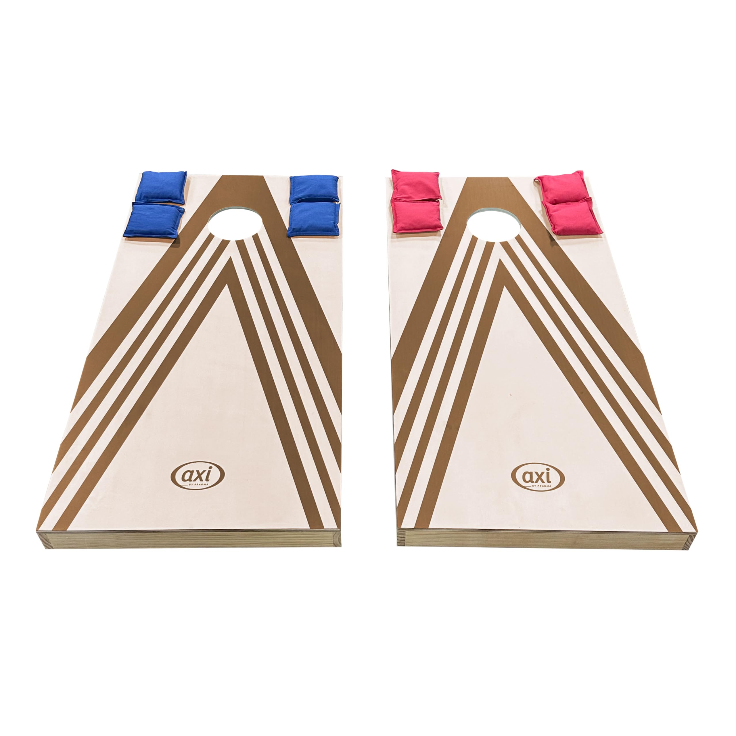 AXI Cornhole-Set Plus mit 2 Holzbrettern - Beanbag-Wurfspiel für drinnen und draußen - inklusive 8 Cornhole-Säckchen und Tragetasche - zusammenklappbares Holzbrett - Gartenspiel.