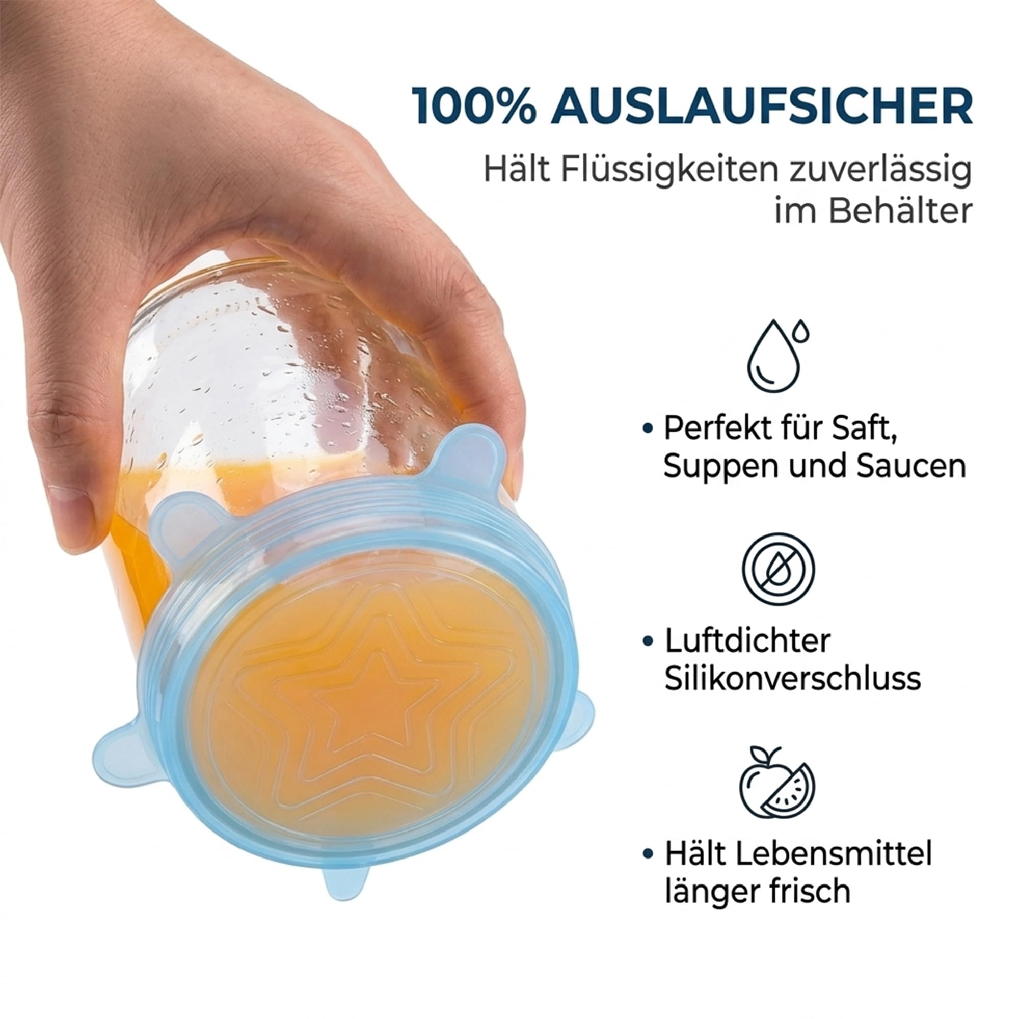 Silikon Deckel Set 13er – Dehnbare Silikondeckel rund & eckig inkl. XL 24 cm – Frischhaltedeckel für Schüsseln, Töpfe, Gläser & Dosen – BPA frei, wiederverwendbar, spülmaschinenfest - 4