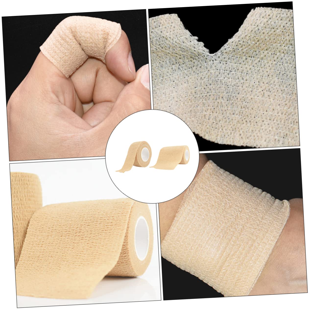 SOESFOUFU Elastic Bandage Rolls 2 Pack Self Adhesive Tapes Sports Protective Gentle Comfortable Elastic Protection All-Purpose for Home Office Sports