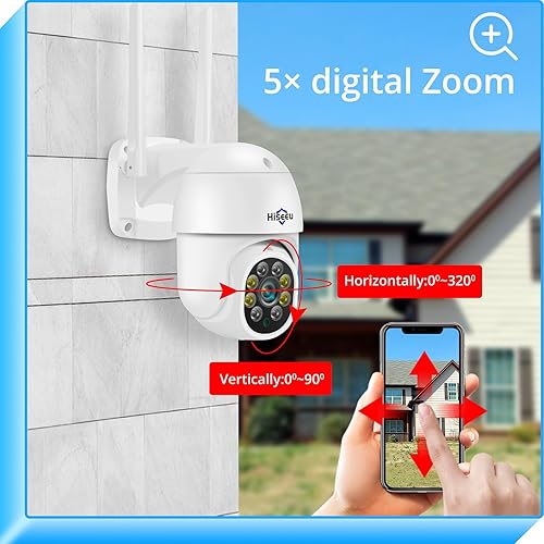 Miniatura 3 de Hiseeu - Cámara de seguridad de 2K para exteriores con WiFi zoom digital inclinación panorámica de 360 3MP y 24 G seguimiento de movimiento