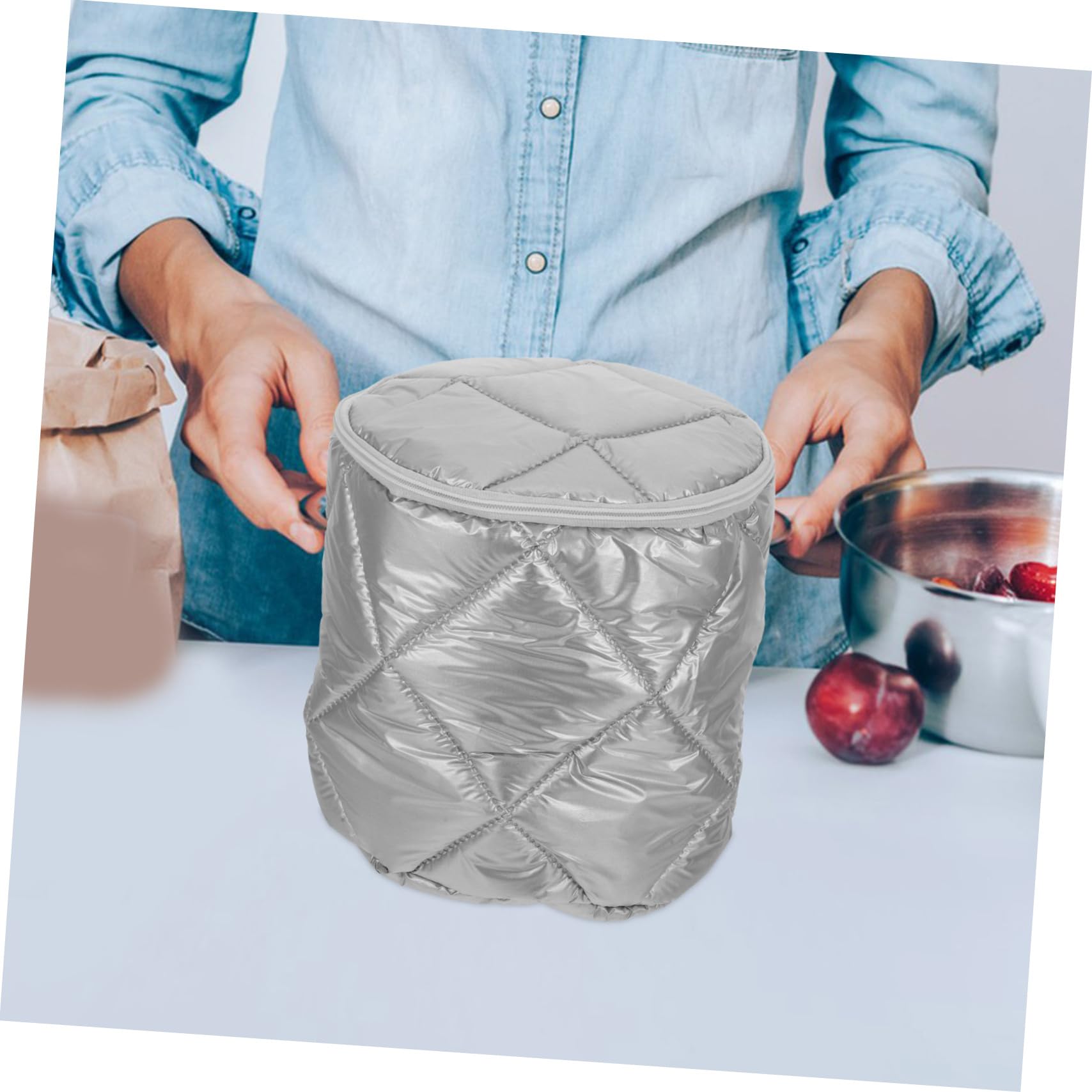Contenitore Termico Insulated Per Colazione Borsa Termica Per Cibo Per Catering e Picnic Inossidabile Ottima Isolamento Inverno Argento