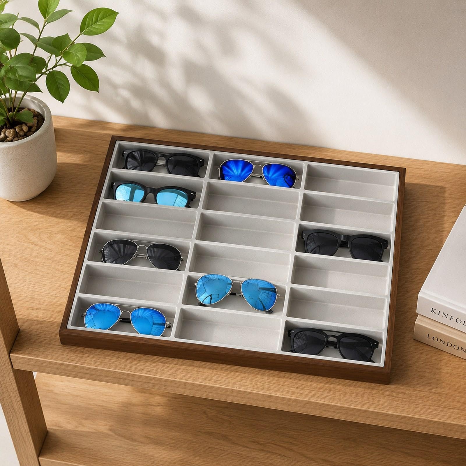 Bandeja Expositora de Gafas, Caja de Almacenamiento Portátil para Gafas para Tienda, Sala de Estar Y Hogar.