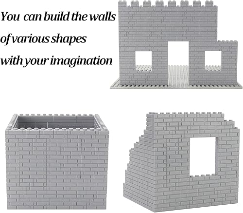 Miniatura 5 de Feleph Juego de 260 piezas de ladrillos de perfil de mampostería, bloques de construcción para piezas y piezas de pared, kit de juguetes a granel