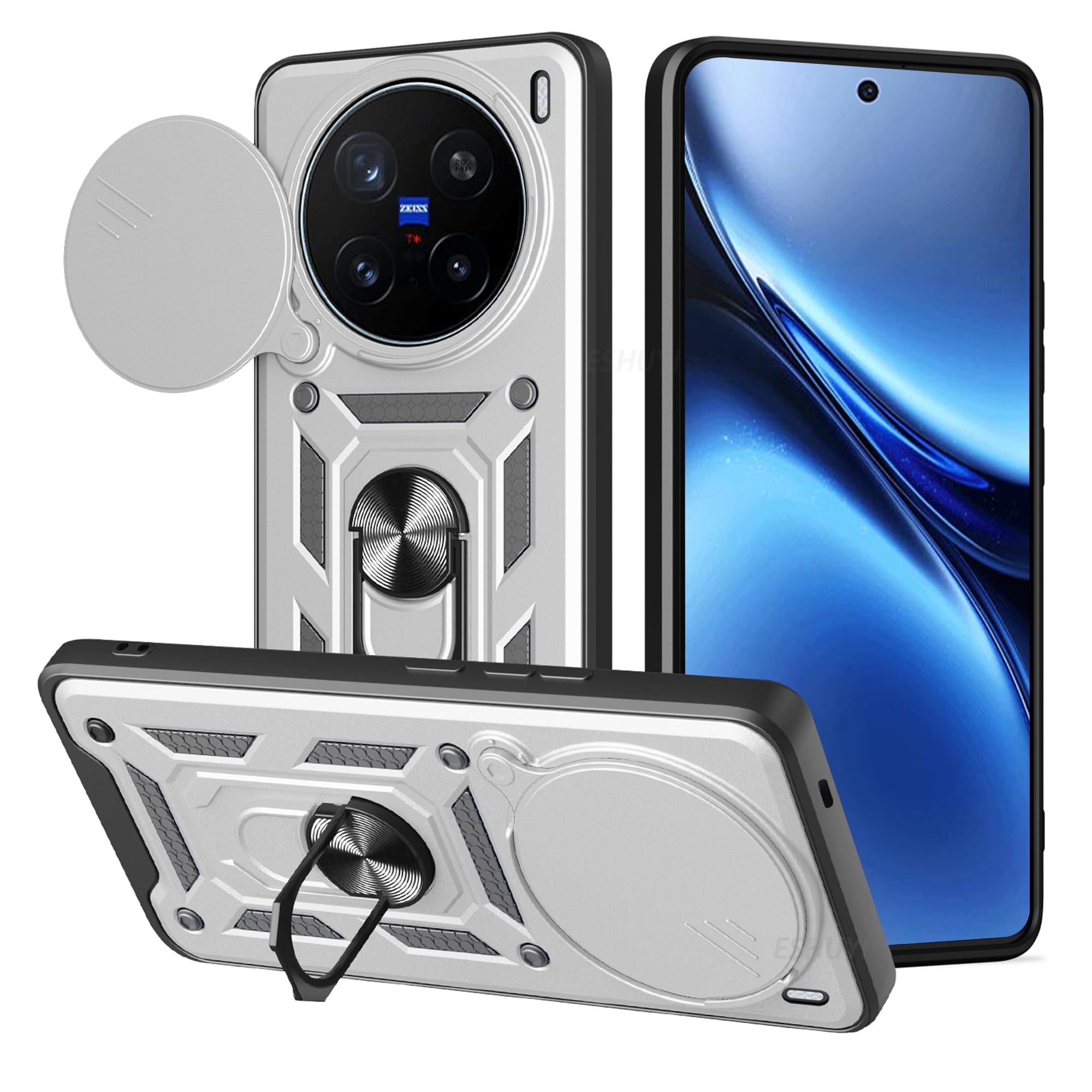 GMUJIAO [2 2 Stuks] Compatibel met VIVO X200 Pro voor Screen Protector & Camera Lens Protector,Eenvoudige Installatie[krasbestendig]-Zwart