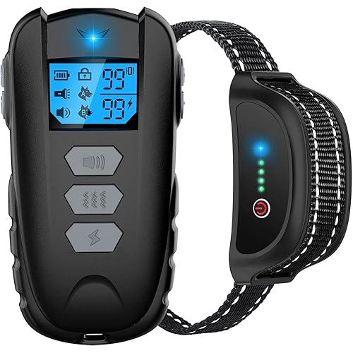 Asrcs Dog Training Collar with Remote, Waterproof Dog Collar with Beep Vibration Shock, Adjustable 0 to 99 Shock Vibration Levels Dog Training Set for Small Medium Large Dogs