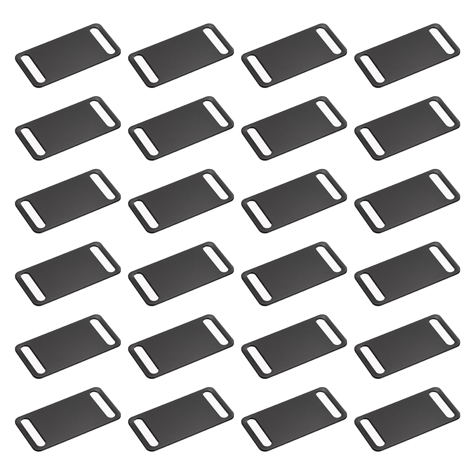PATIKIL 1.76 Inch Engraving Metal Blanks, 24pcs Rectangular Label Stamping Blank with Long Holes Laser Engraving Blank Tags for Pets Tags DIY Craft Decoration, Black