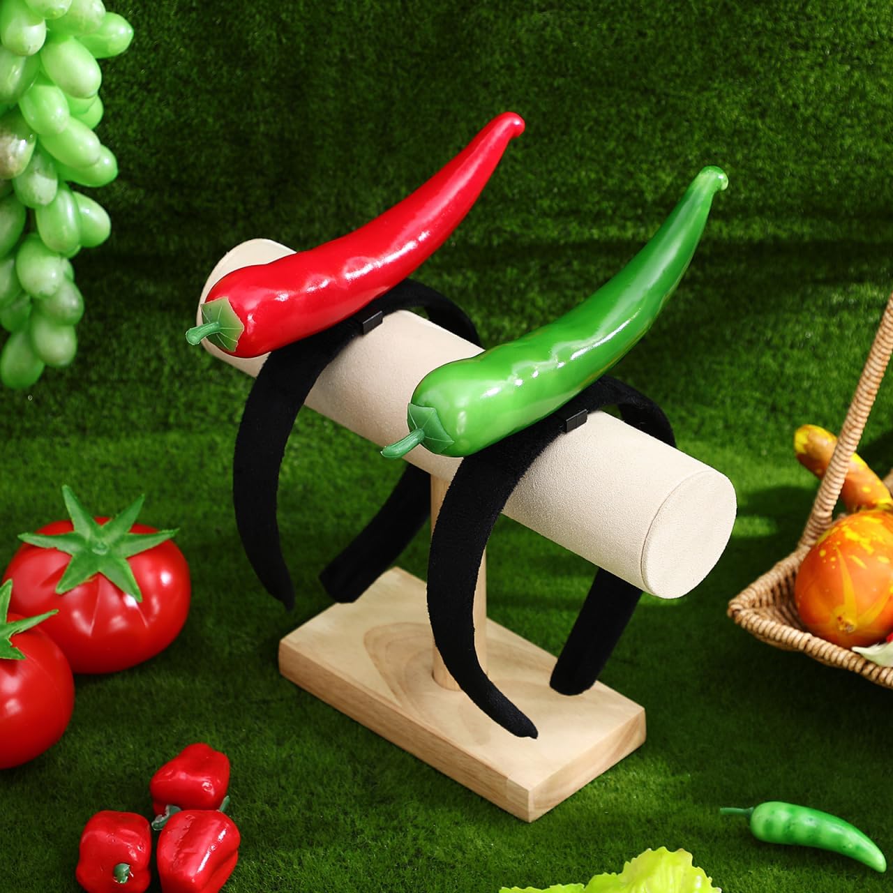Chili Pepper Headband 2Pcs Funny Vegetable Hairband for Halloween Party Festival Dress-up Accessories - Image 9
