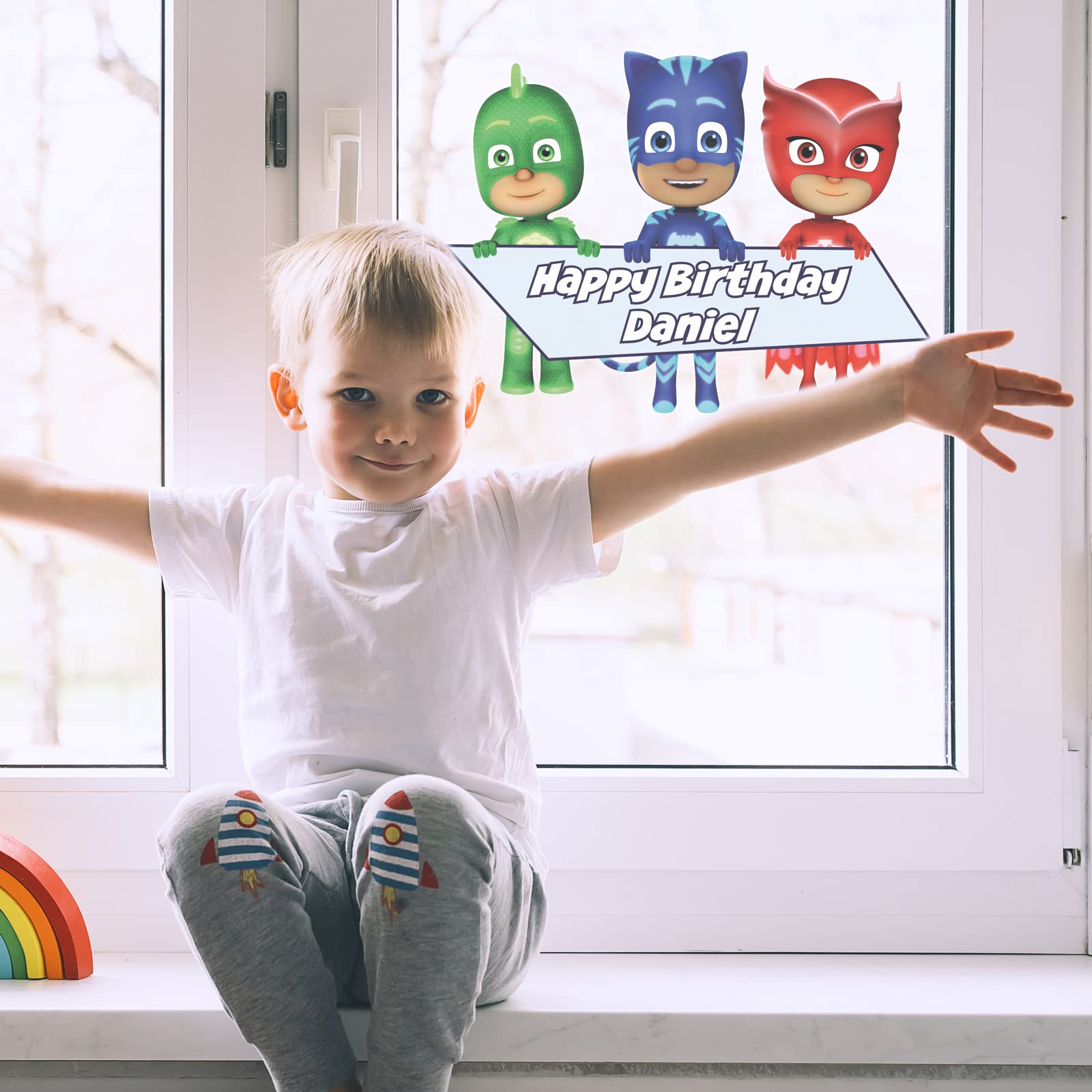 Stickerscape PJ Masks Party Window Stickers (Birthday Window - Large)| Official PJ Masks Party Window Decal, PJ Masks Party Decorations | Cleanly Removable and Repositionable