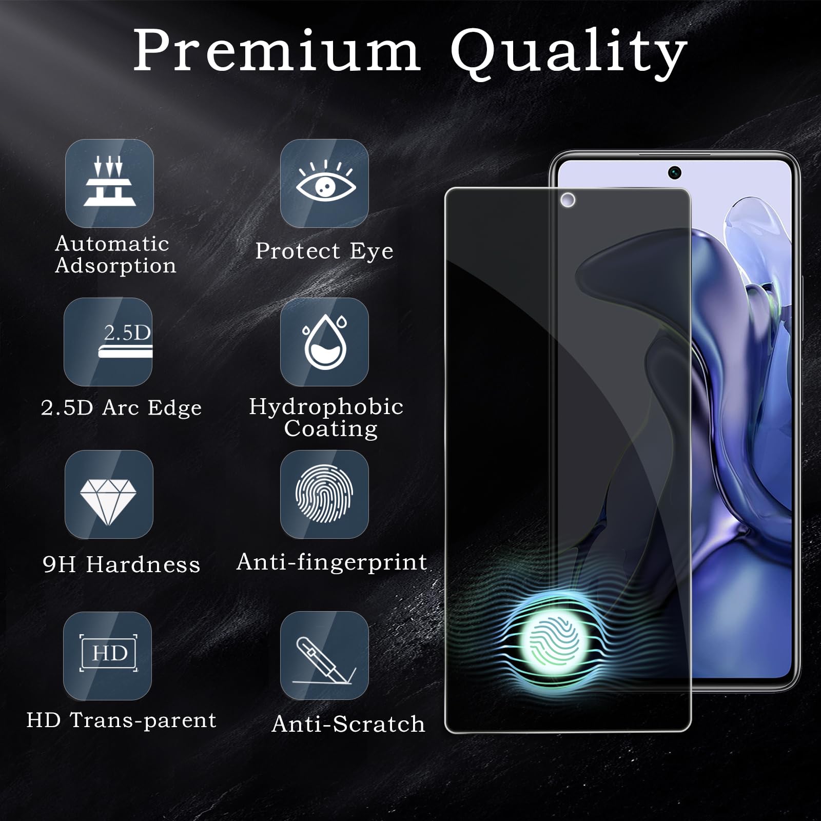 ALEECYN [2+2 Pièces] 2 Pièces Verre Trempé Anti-espion Pour