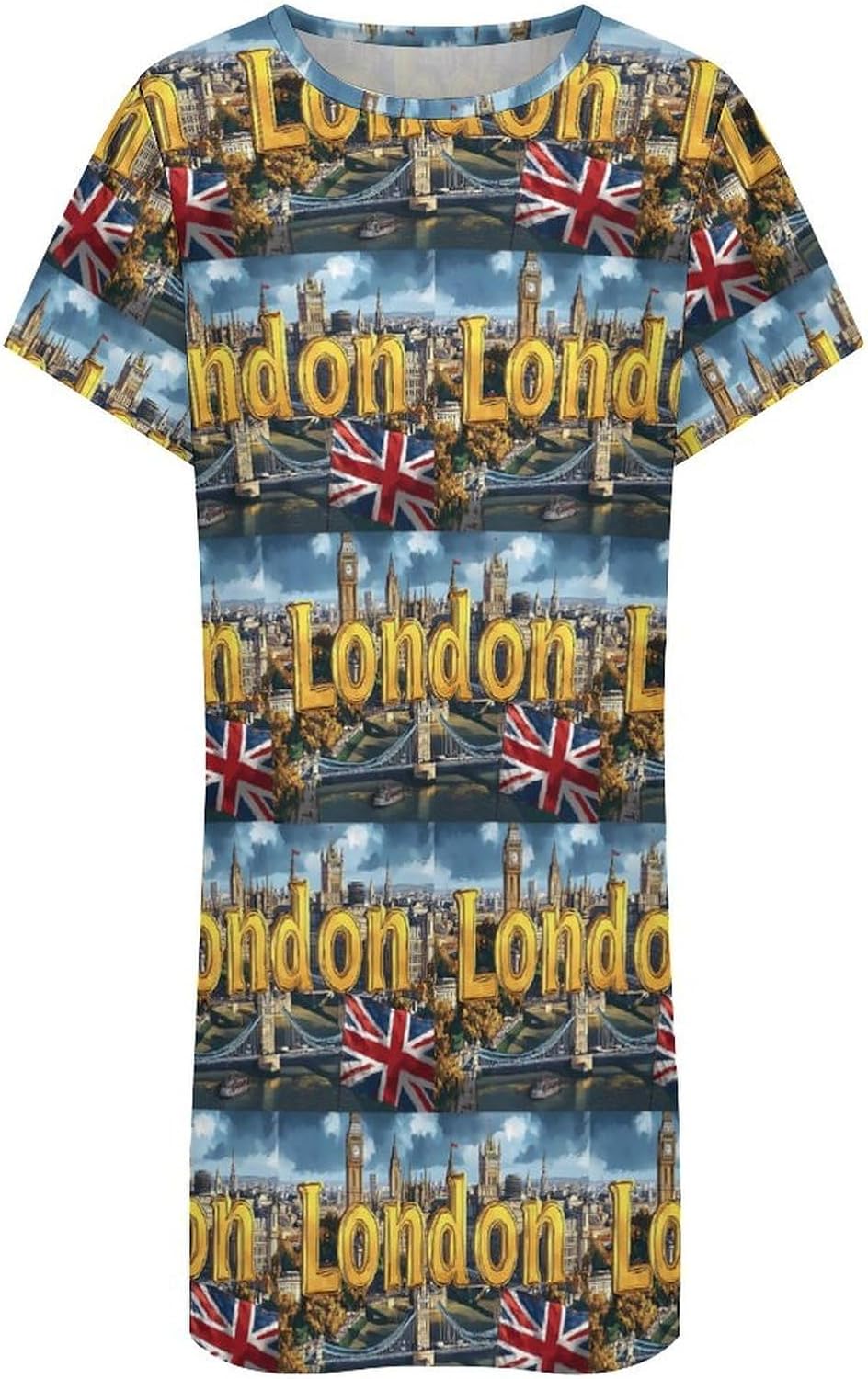 I Love London Nightgowns for Women Short Sleeve Sleep Dress Casual Sleepshirt Night Gowns Pajamas