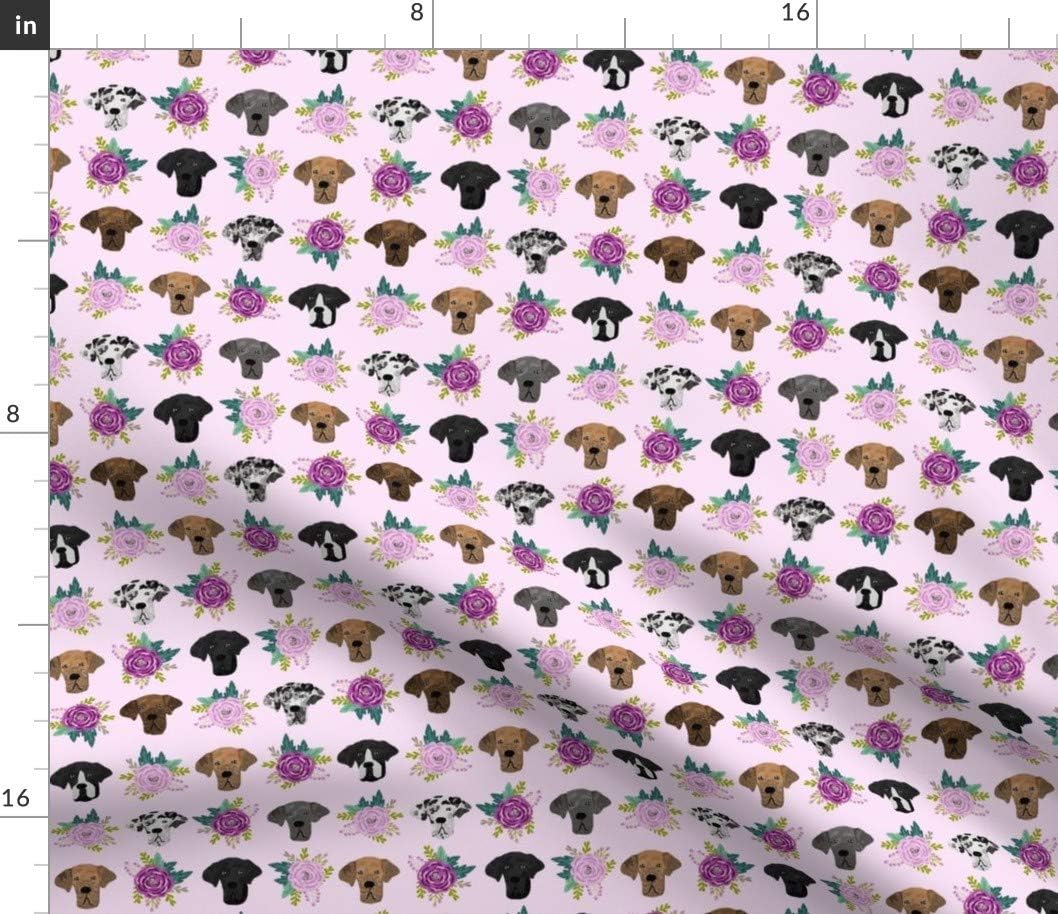 Spoonflower Fabric - Great Dane Floral Dogs Florals Head Lavender Flowers Pet Portrait Printed on Petal Signature Cotton Fabric by The Yard - Sewing Quilting Apparel Crafts Decor
