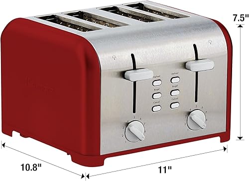 Miniatura 7 de Kenmore 40604 Tostadora de 4 rebanadas con controles dobles en rojo