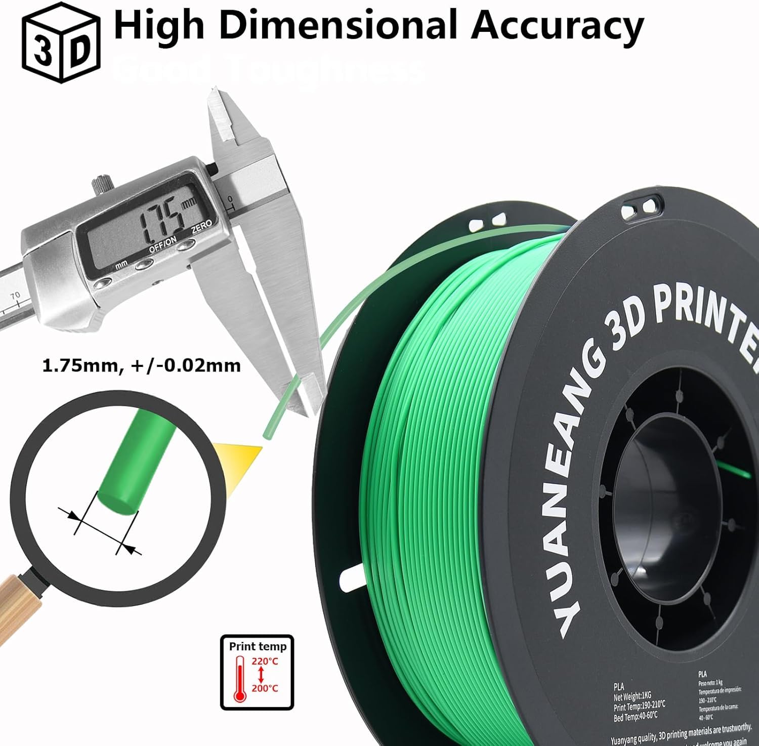PLA-Filamentbündel für 3D-Drucker, einfarbiges PLA-Filament, 1,75 mm, für die meisten FDM-3D-Drucker, 1 kg x 16 Spulen