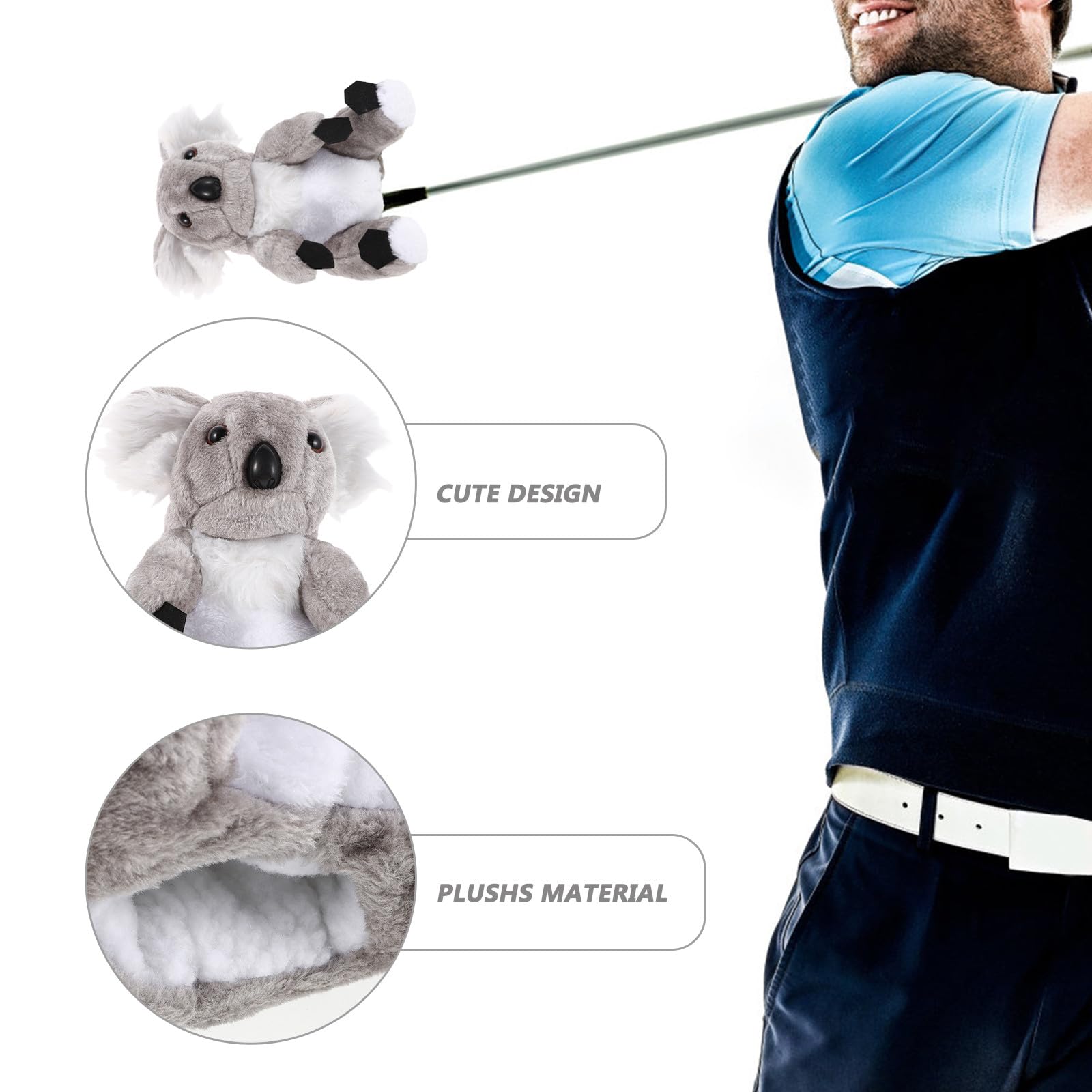 DECHOUS Cubiertas de Cabeza de Conductor de Felpa Forma de Animal para Palos de Golf, Funda para Driver y Madera para Golfistas Masculinos en Torneos