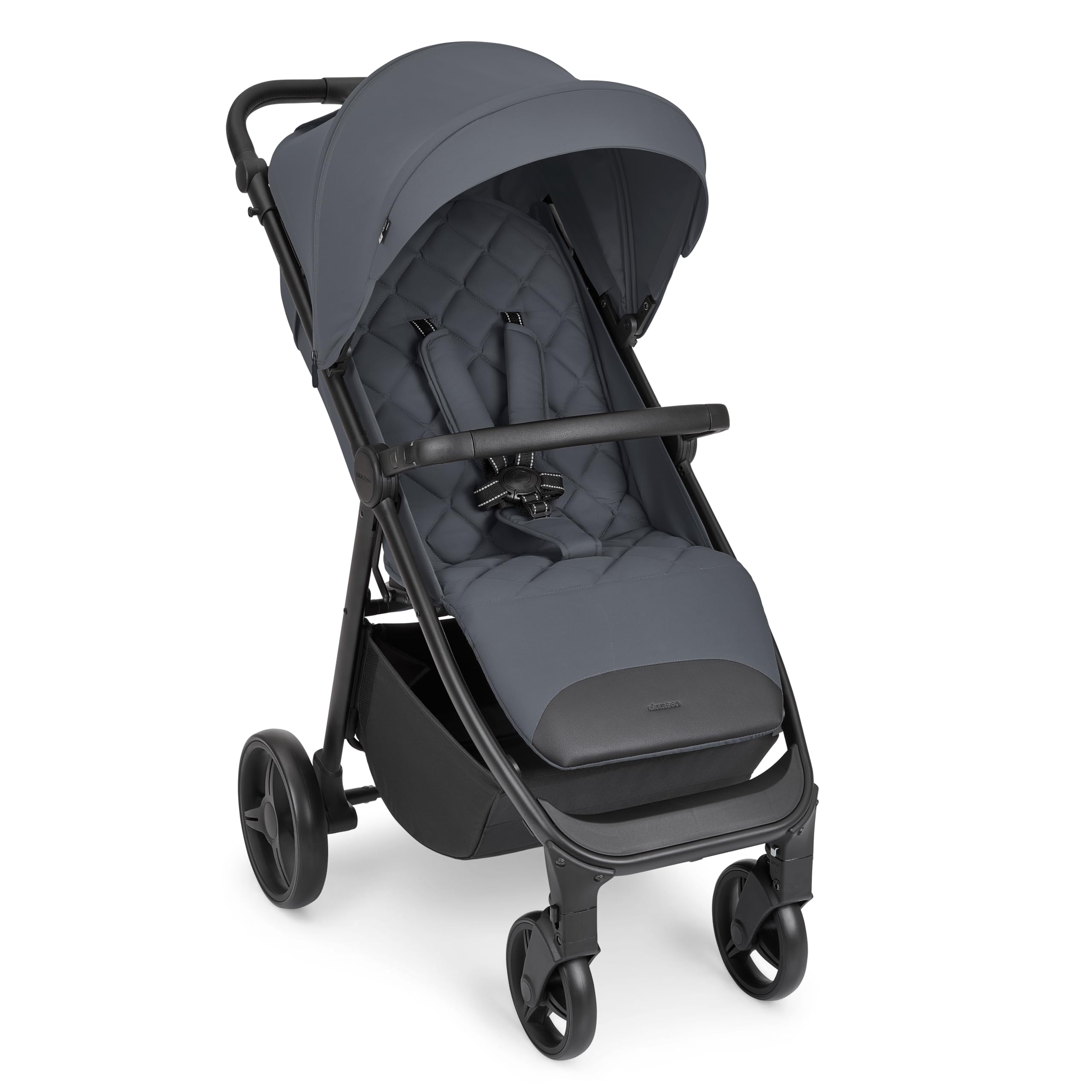 KikkaBoo Reisebuggy Kinderwagen URBAN, Buggy mit Liegefunktion ab Geburt bis 22 kg, Klein Zusammenklappbar, Leicht, EVA Räder mit Federung, Höhenverstellbarer Griff, Dunkelgrau