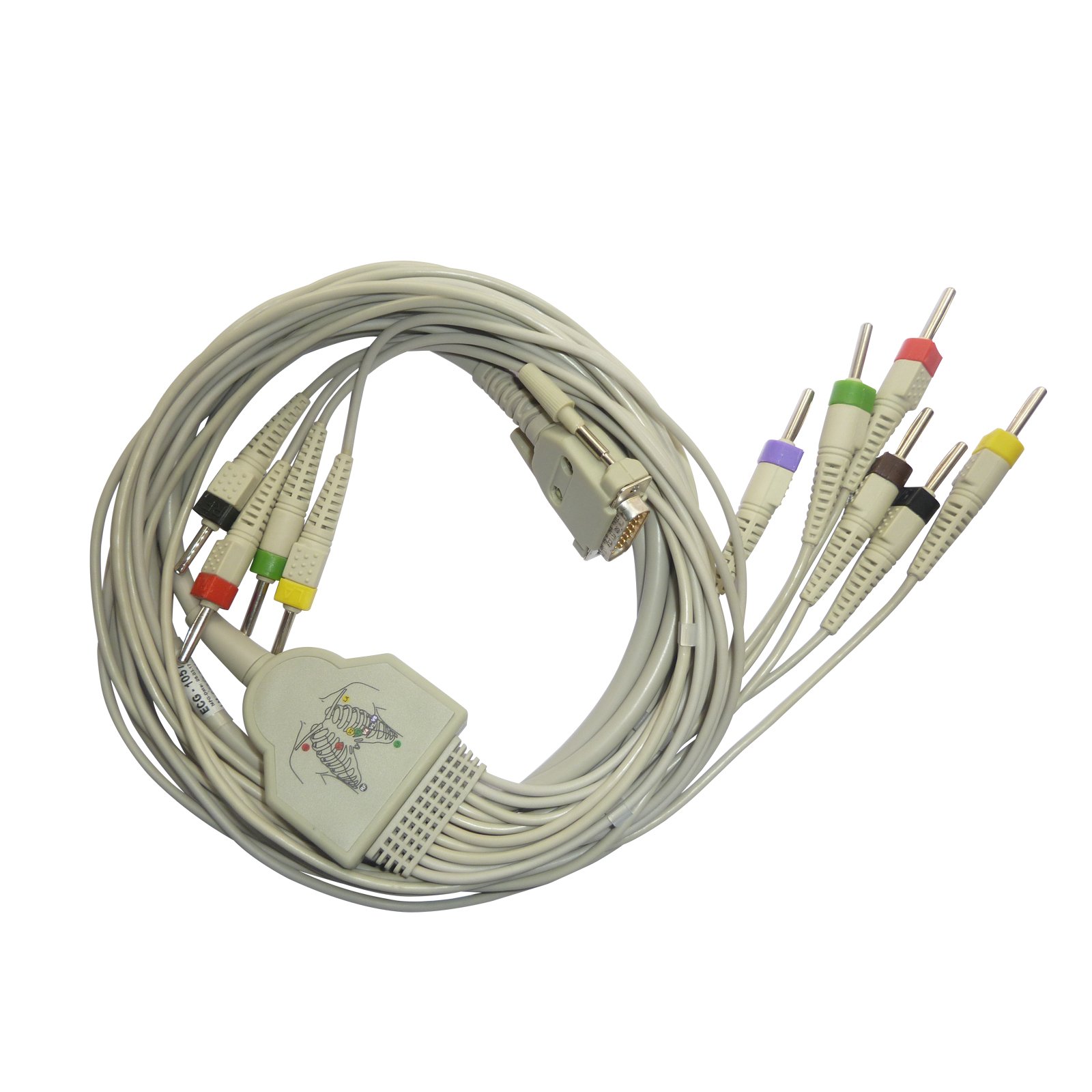 10 Lead ECG Cable Compatible with Lifeplus 4mm 15 pin Banana type