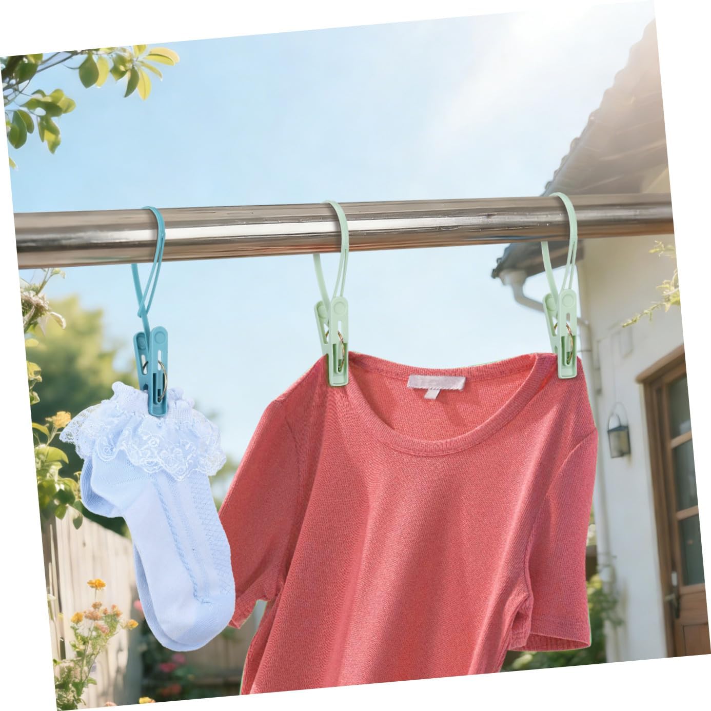 PRETYZOOM 60pcs Windproof Clothespins Multipurpose Clothesline Clamps for Drying Clothes and Non- for Securing Clothes Towels Skirts and More