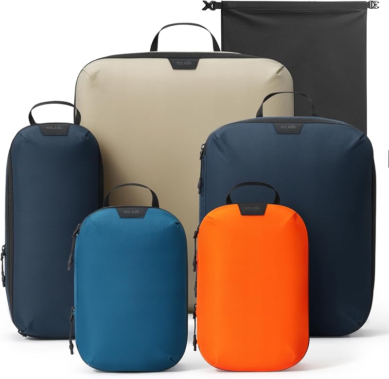 Travel Packing Cubes Set Compression Organizers for 20" Luggage | Lightweight Ripstop Nylon | Compression Zippers Save Space | Organized Packing for Weekend Business Trips | Extra Laundry Bag