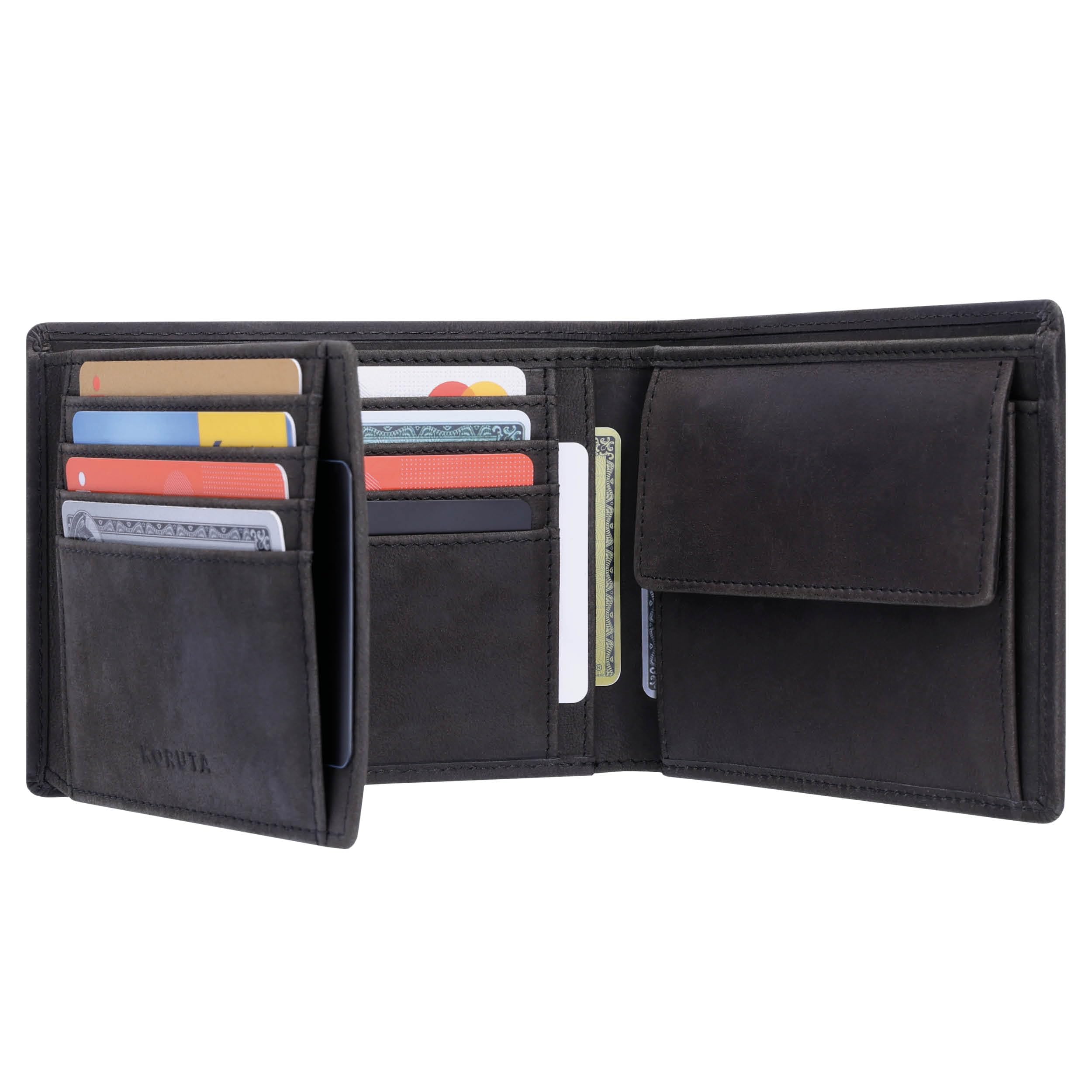 KORUTA KORUTAGeldbörse Herren Leder mit RFID Schutz I Echtleder Portemonnaie Groß I 13 Fächer I Geldbeutel für Männer I Brieftasche Wallet Portmonee aus echtem Leder