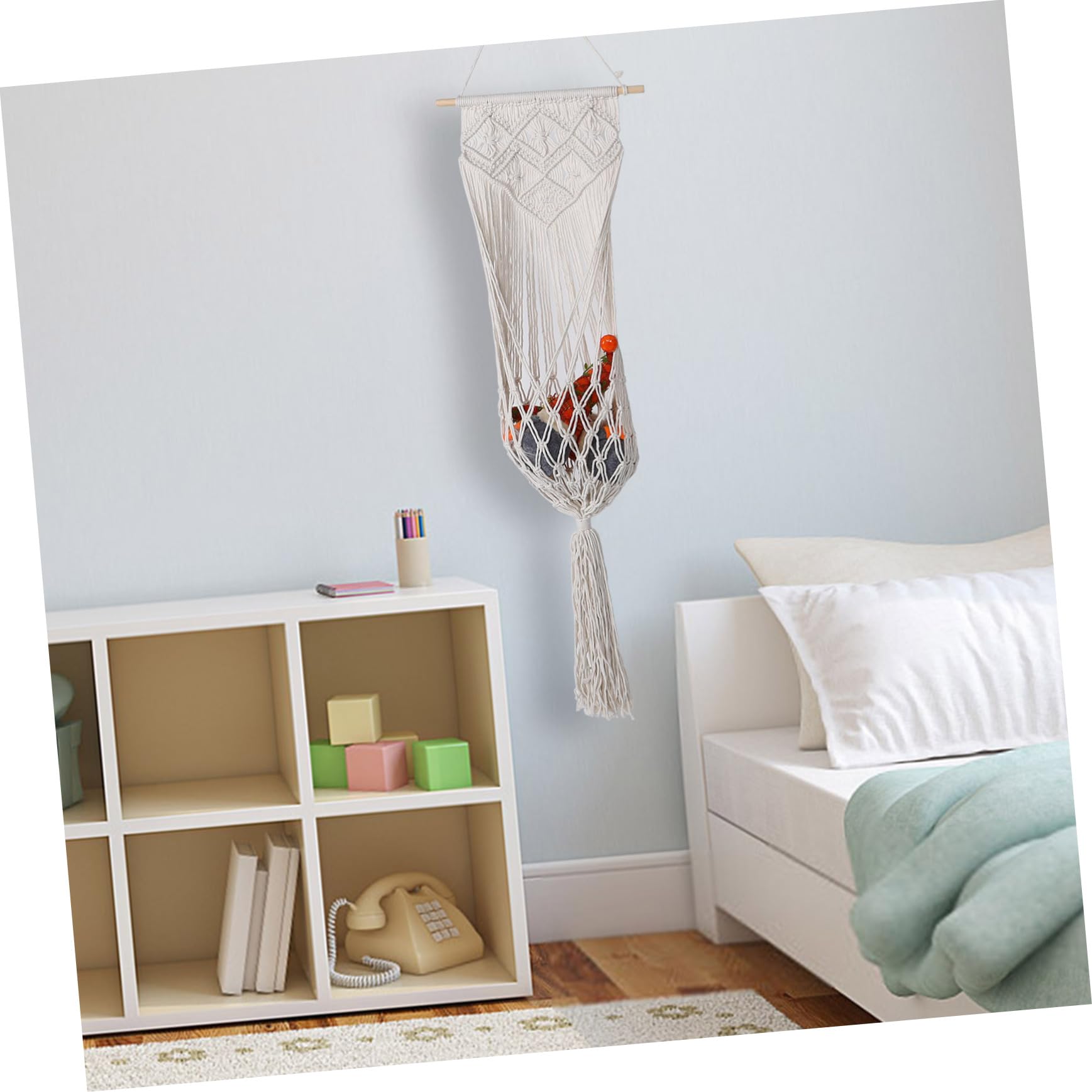 Spielzeug-organizer Für Kinder Aufbewahrungsnetz Für Stofftiere Makramee-display Für Kinderzimmer Organizer Tür