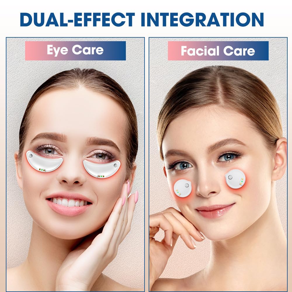 Under Eye Red Light Therapy Eye Pods,Red Light Therapy for Eyes,Microcurrent Eye Massager for Eye Bags Remover, Dark Circles and Wrinkles (A)