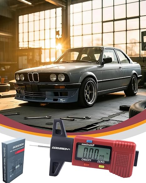 GODESON Red Digital Tire Tread Depth Gauge - 3 Modes (Fractional/Decimal Inch/Millimeter), Zeroable & Accurate, LCD Display,Tire Tread Measure Tool for Cars, Motorcycles, SUV, Trucks & Vans
