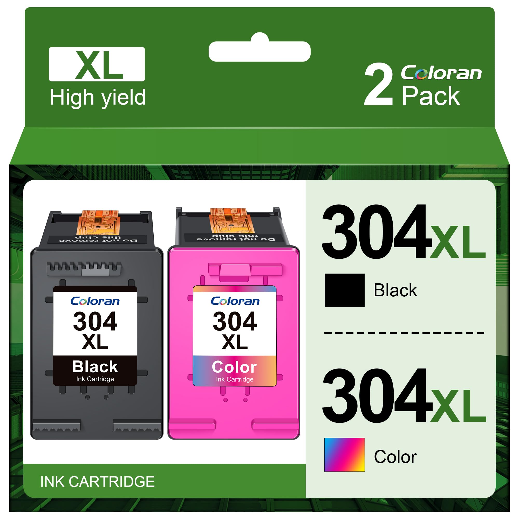 Coloran 304XL Rigenerate Cartucce per HP 304XL Nero e Colore per DeskJet 3760 3750 2620 2630 3700 2600 3720 3730 3762 3764 Envy 5030 5010 5032 5020 (2-Pack, ad Alta Capacità)