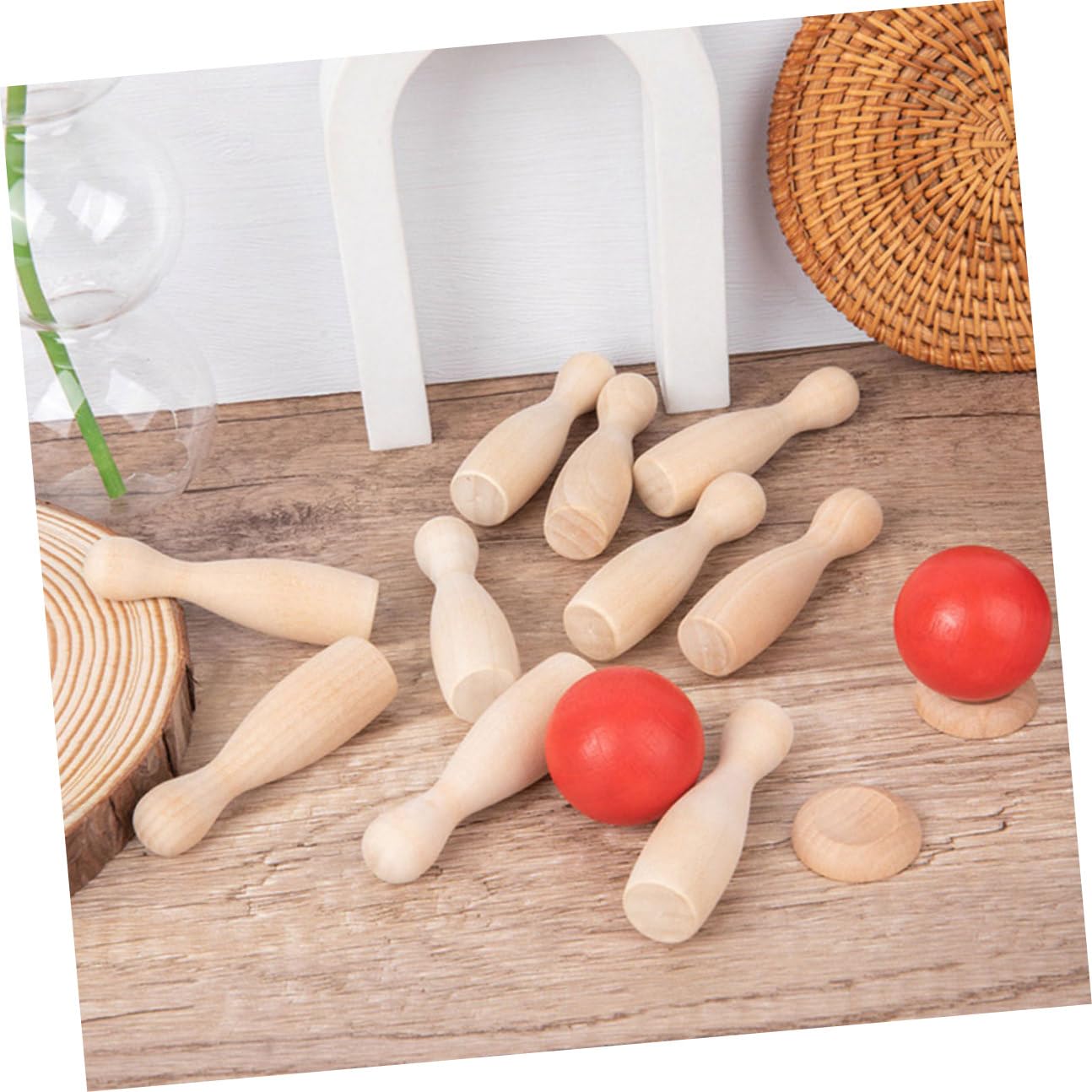 Healeved Jeu de Bowling de Table en Bois, 2 Lots pour Garçon et Filles