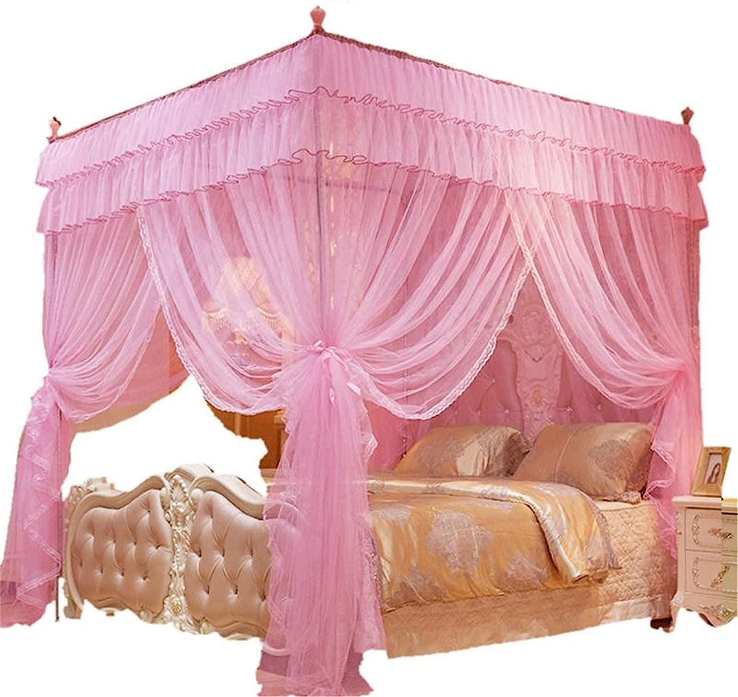 Moustiquaire de lit à baldaquin 4 coins lit 180x220cm style princesse