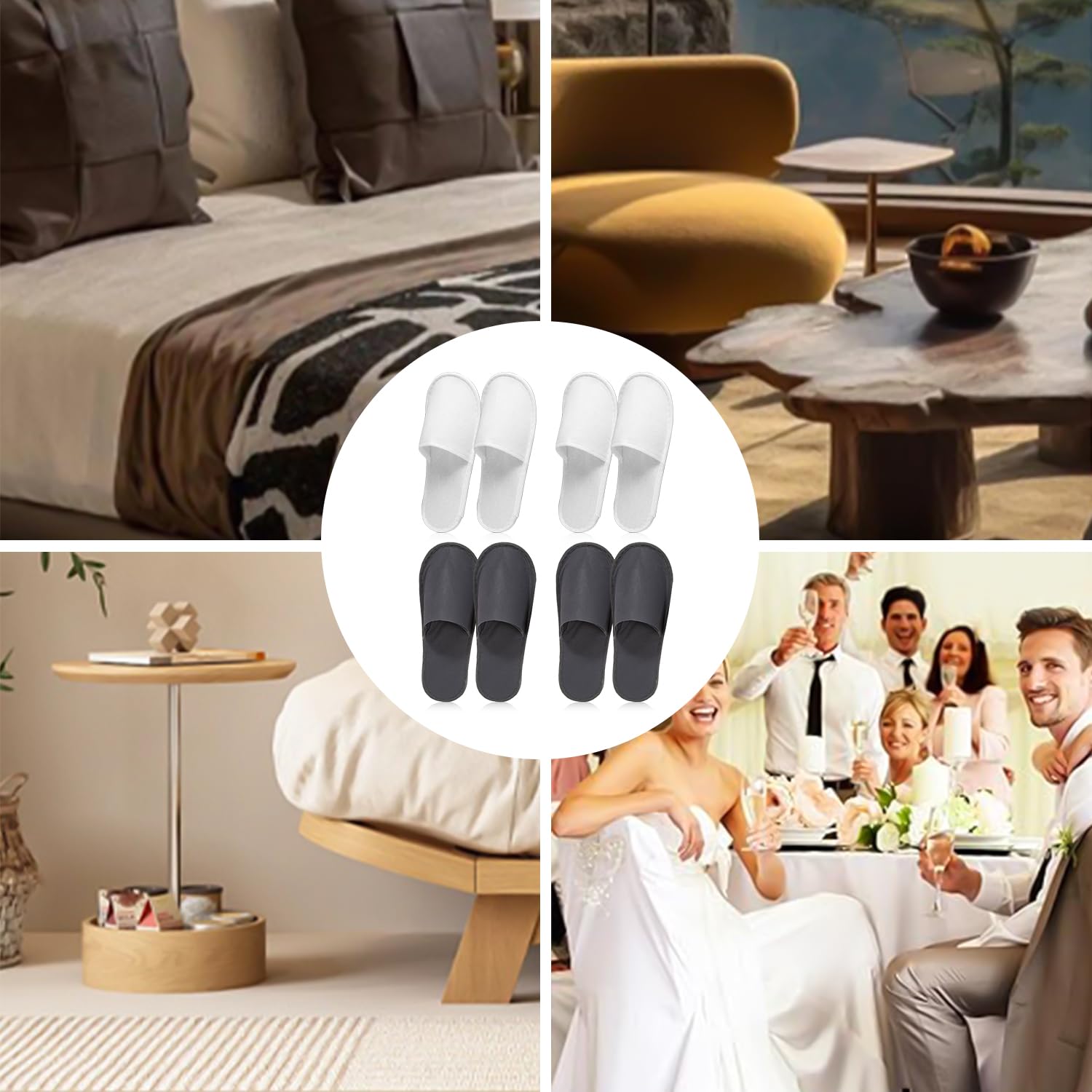MagiSel 4paia Pantofole Usa e Getta Antiscivolo, Pantofole Chiuse in Spugna Premium, Ciabatte Monouso per Hotel, Spa, Casa, Viaggi, Unisex, Lavabili, Misura Universale