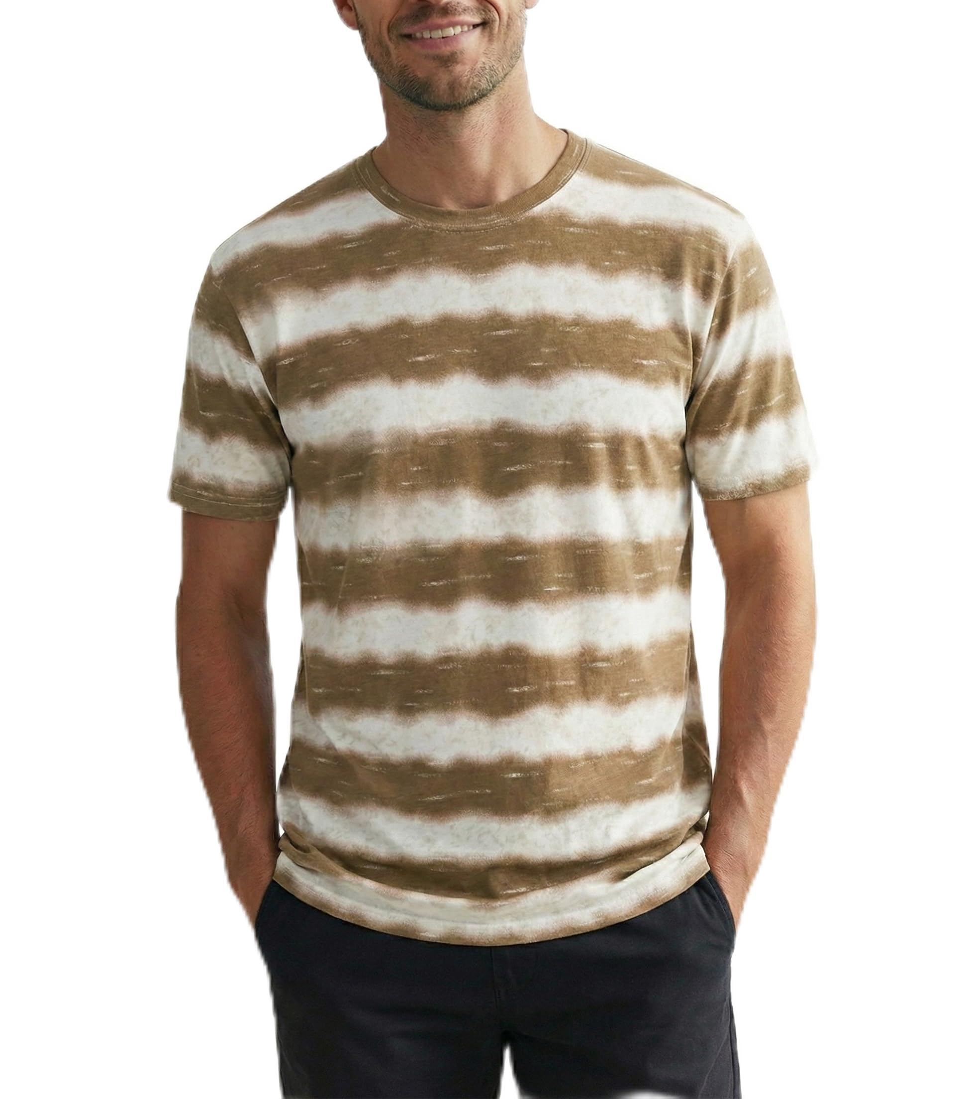JEEGAL Herren T-Shirt Rundhals, 95% Baumwolle 5% Elasthan, Regular Fit Kurzarm Shirt mit Print, bequemes Männer Basic Shirt für Alltag Freizeit Sommer