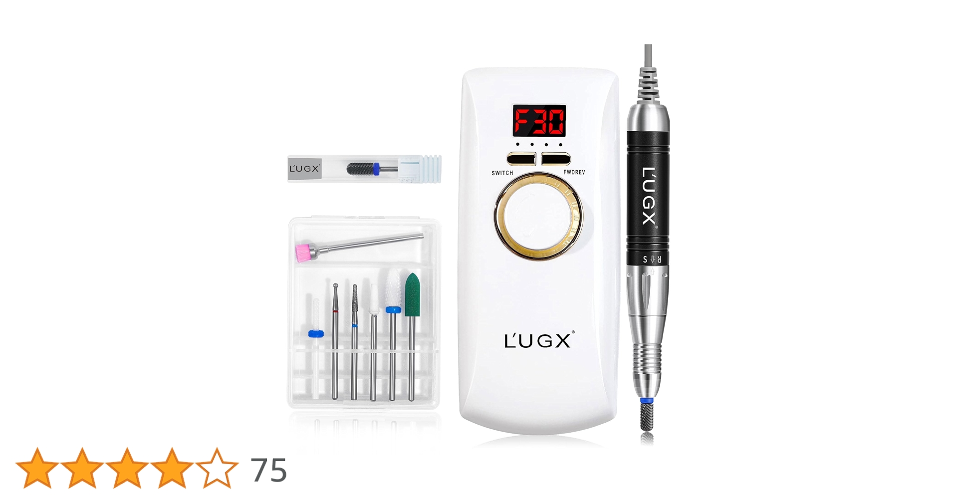 Amazon | L'UGX 電動ネイルマシン 30000RPM プロ ネイルドリル 研磨 爪