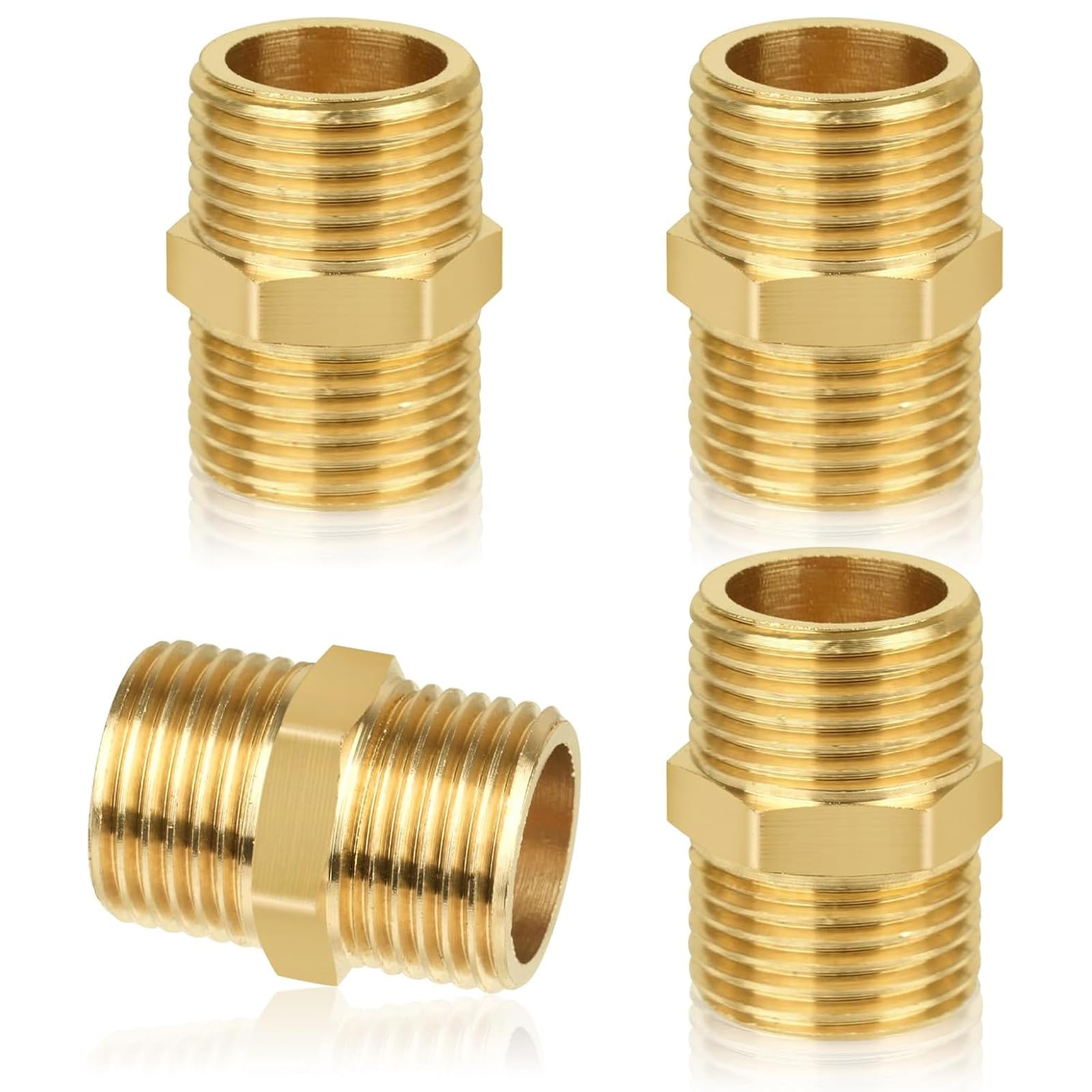 Nipplo Doppio In Ottone - 4 Pezzi Filettatura Esterna Per Impianti Idrici - Foto 2