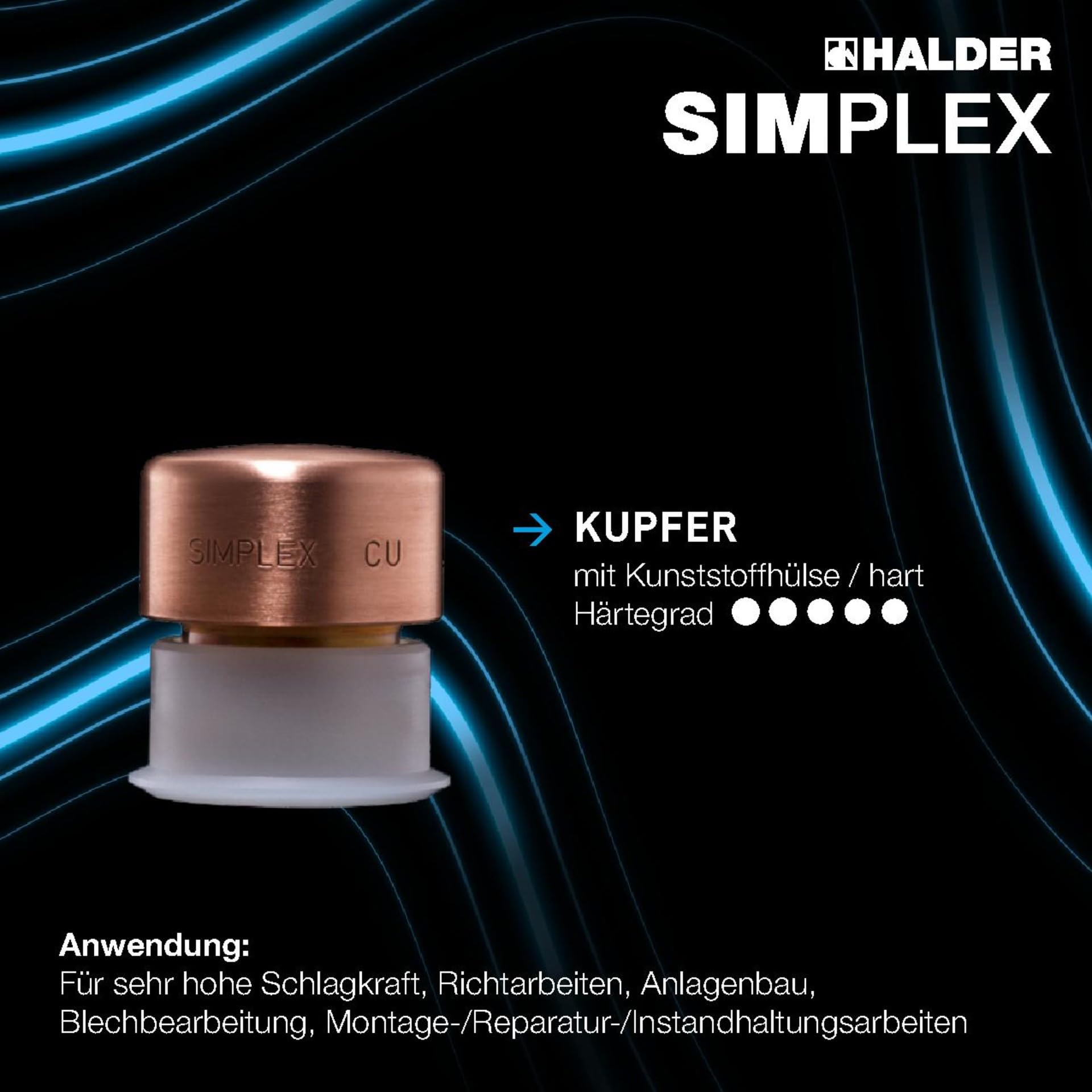 HALDER SIMPLEX-Schonhammer D40 Kupfer/Weichmetall Durchschlag Aktionsbox KFZ