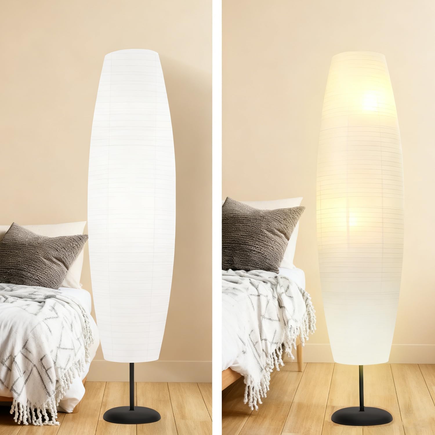 Abat-jour en Papier de Riz pour Lampadaire Abat-jour de Rechange pour Lampe de Sol Lampadaire -Jour pour Chambre à Coucher Salon Hôtel, 110 cm