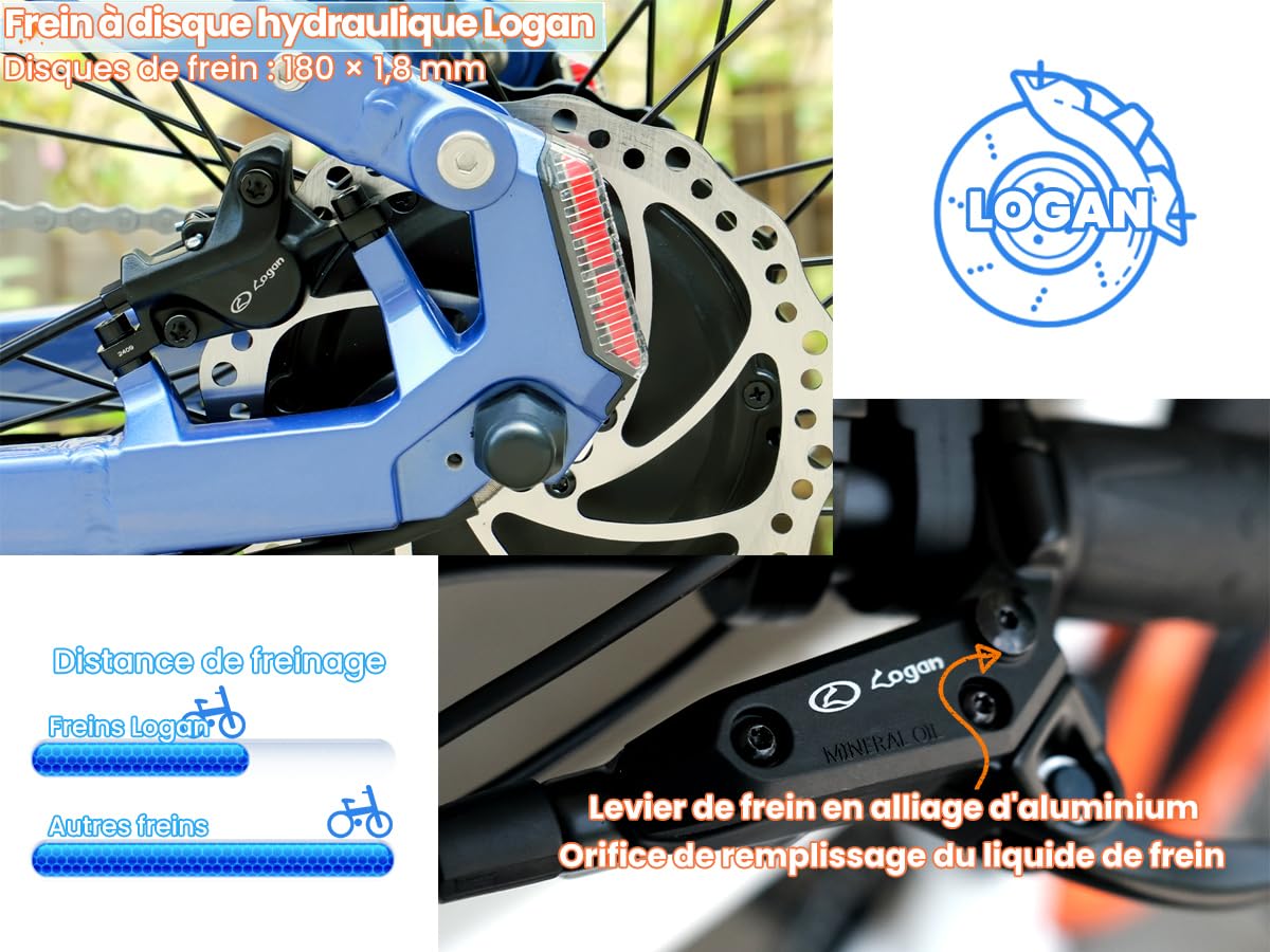 Vélo Électrique en Aluminium Rover 26Pouces, 250W 25 km/h 52V 16Ah 811Wh 101 km, Suspension intégrale, Freins à Disque Hydrauliques