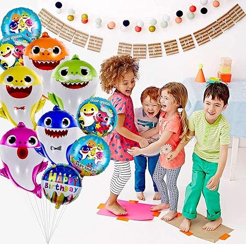 Miniatura 6 de TUHI Products Suministros de fiesta de tiburón para bebé, globos de fiesta de tiburón bebé con helio, decoraciones de cumpleaños, suministros de